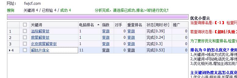 搜狗关键词排名展示